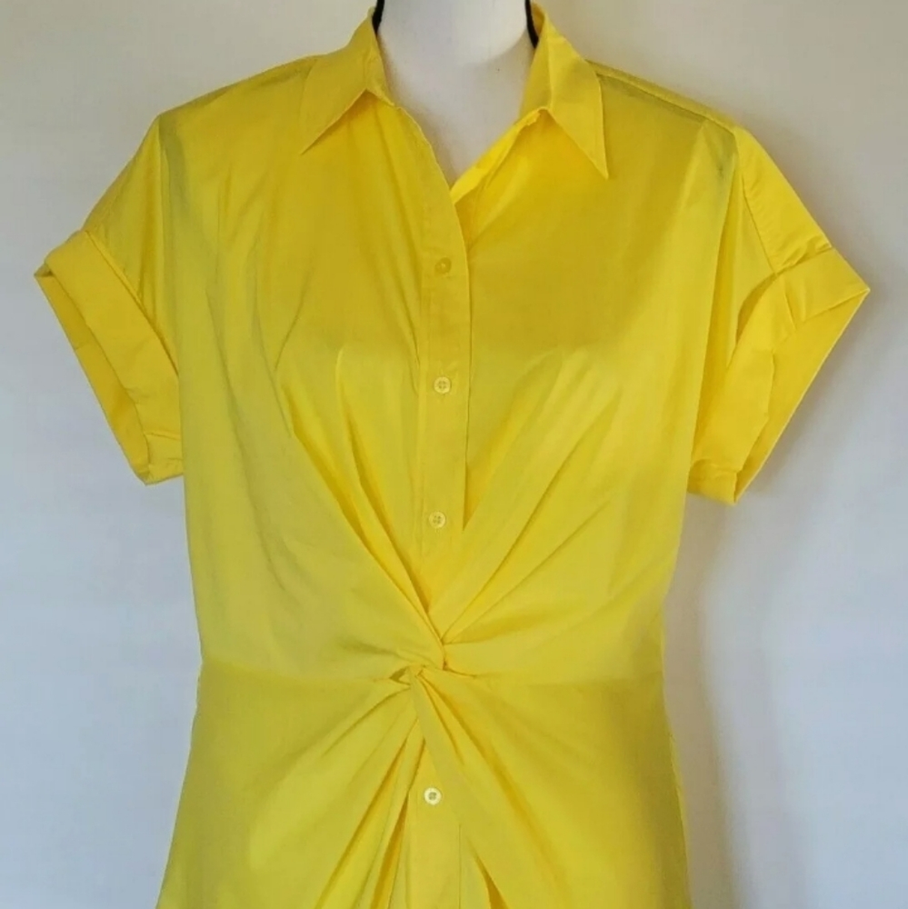 New Lauren Ralph Lauren Twisted-Knot Top Yellow L